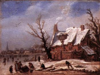 Esaias Van De Velde : Winter Landscape